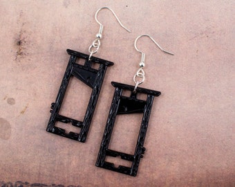 Black Guillotine Earrings, Goth Gifts, Macabre Jewellery, French Revolution, Medieval Jewelry, Dark Academia Earrings, Historical Gift