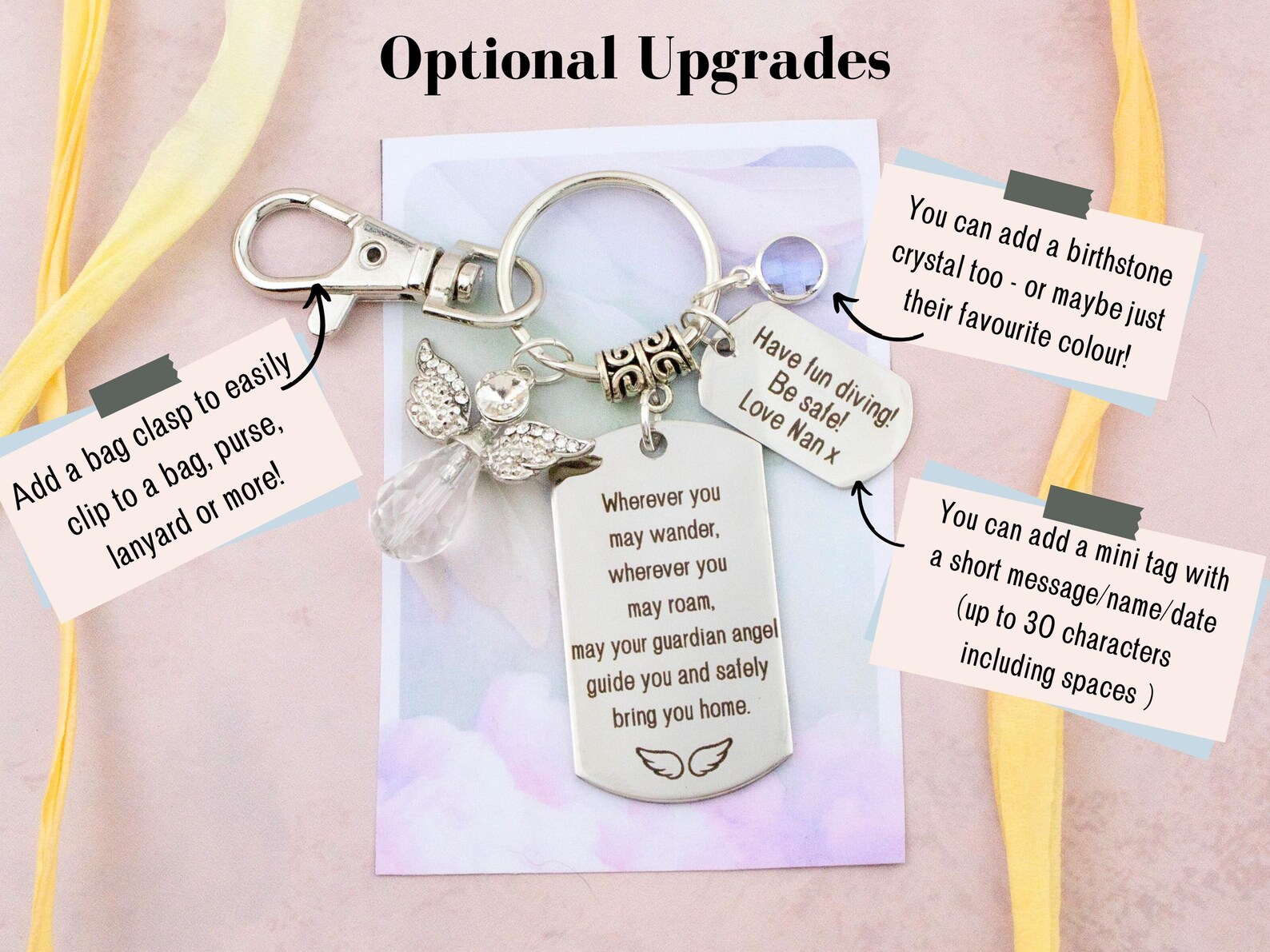 Guardian Angel Keyring, Travel Keychain, Safe Travels Gift, New Driver ...