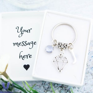 Diamond Keychain, Personalised Gift, Geometric Keychain, Gem Keyring, Crystal Keychain, Jewel Keyring, Gem Shaped Bag Charm, Gem Accessories