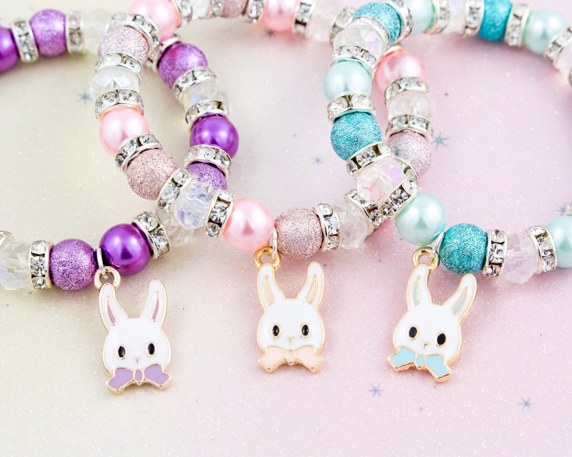 Rabbit Bracelet Easter Bunny Gifts Sparkly Stretch Bracelet Etsy