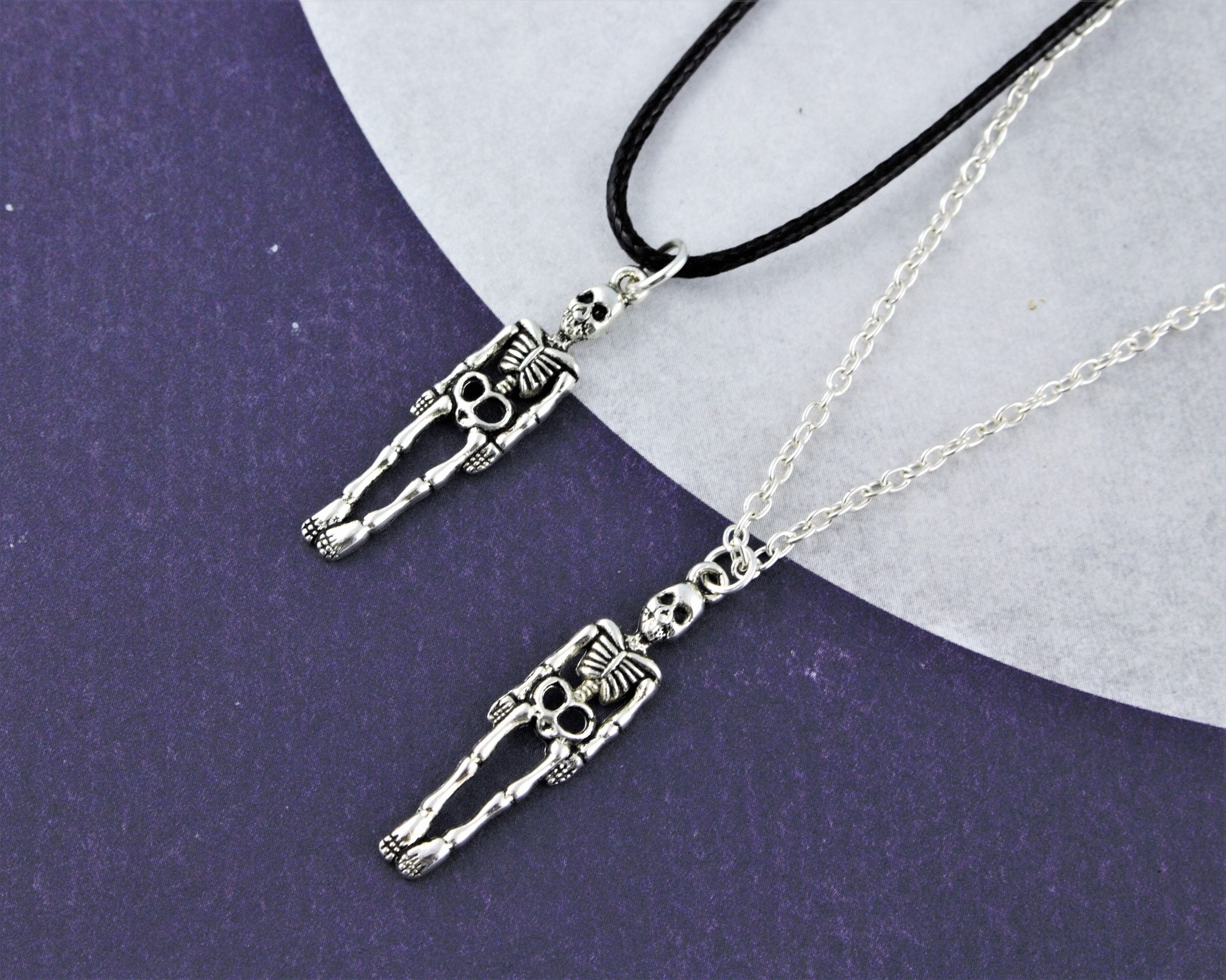 Skeleton Necklace Halloween Jewelry Anatomy Charm Silver Etsy