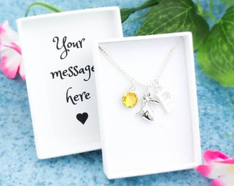 Rabbit Necklace, Personalised Bunny Necklace, Hare Necklace, Initial And Birthstone, Rabbit Gifts, Silver 3D Pendant, Pet Loss Jewellery