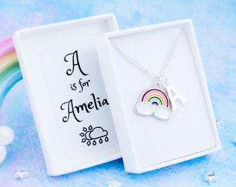 Rainbow Necklace, Personalised Gift, Children's Jewellery, Kids Charm Jewelry, Hope And Happiness Gifts, Rainbow Gifts For Kids, Stay Safe