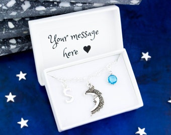 Moon Bracelet, Personalised Gift, Celestial Jewellery, Lunar Gift, Crescent Moon Jewelry, Wiccan Gift, Moon Goddess Charm Bracelet, Paganism