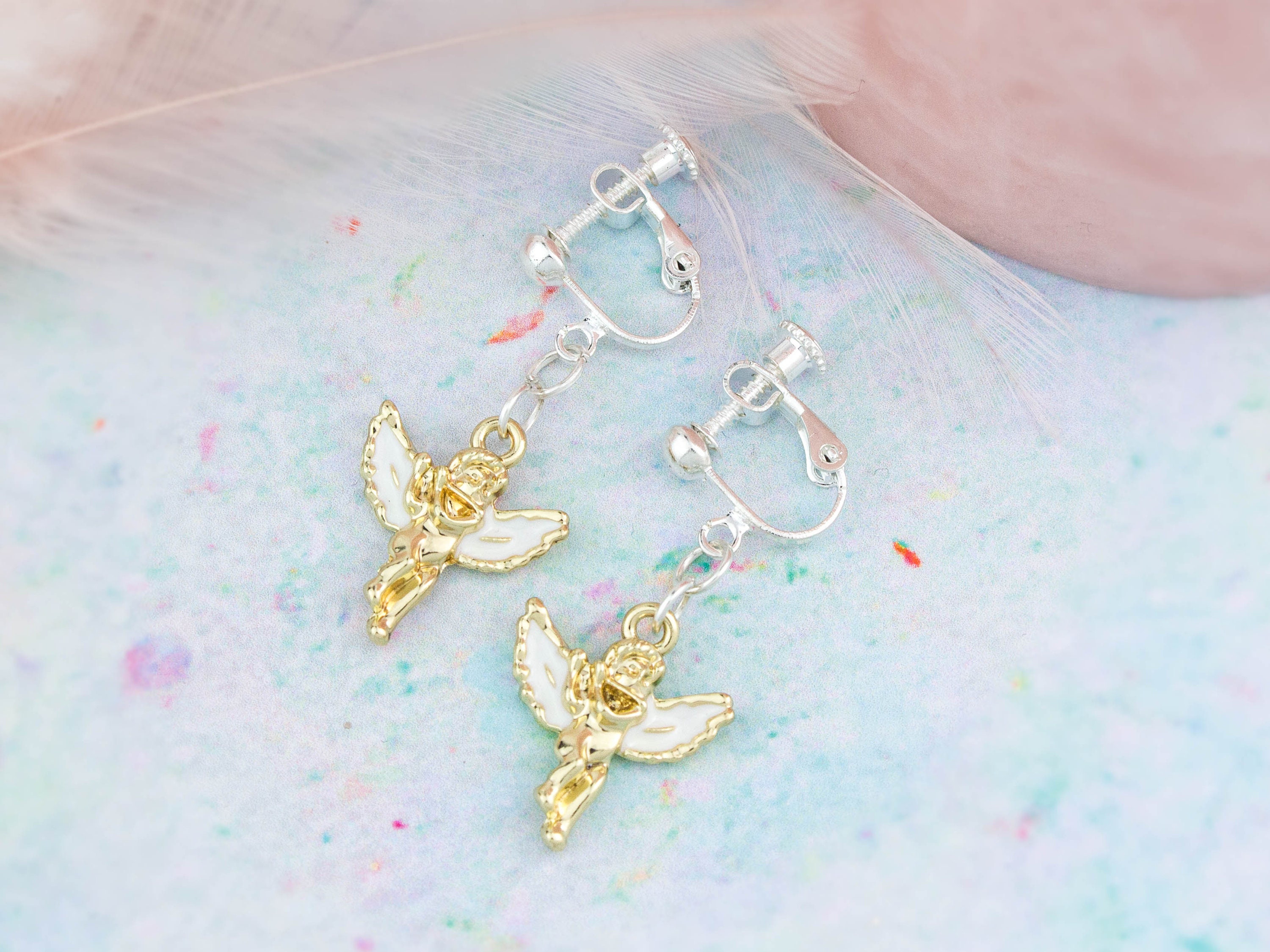 Angel Clip On Earrings Also Available For Pierced Ears Etsy