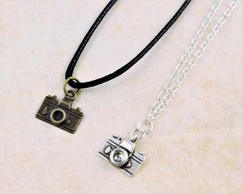 Camera Necklace, Photography Jewellery, Photographer Gift, Retro Vintage Camera Pendant, Silver Or Bronze, Photography Student Gifts image 2