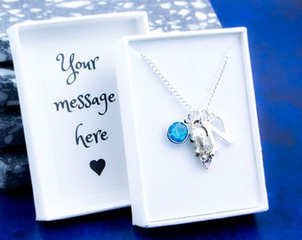 Rat Necklace, Personalised Gift, Silver Charm, Birthstone, Initial Letter, Mouse Necklace, Rodent Jewellery, Pet Loss, Rat Owner Gift, Cute