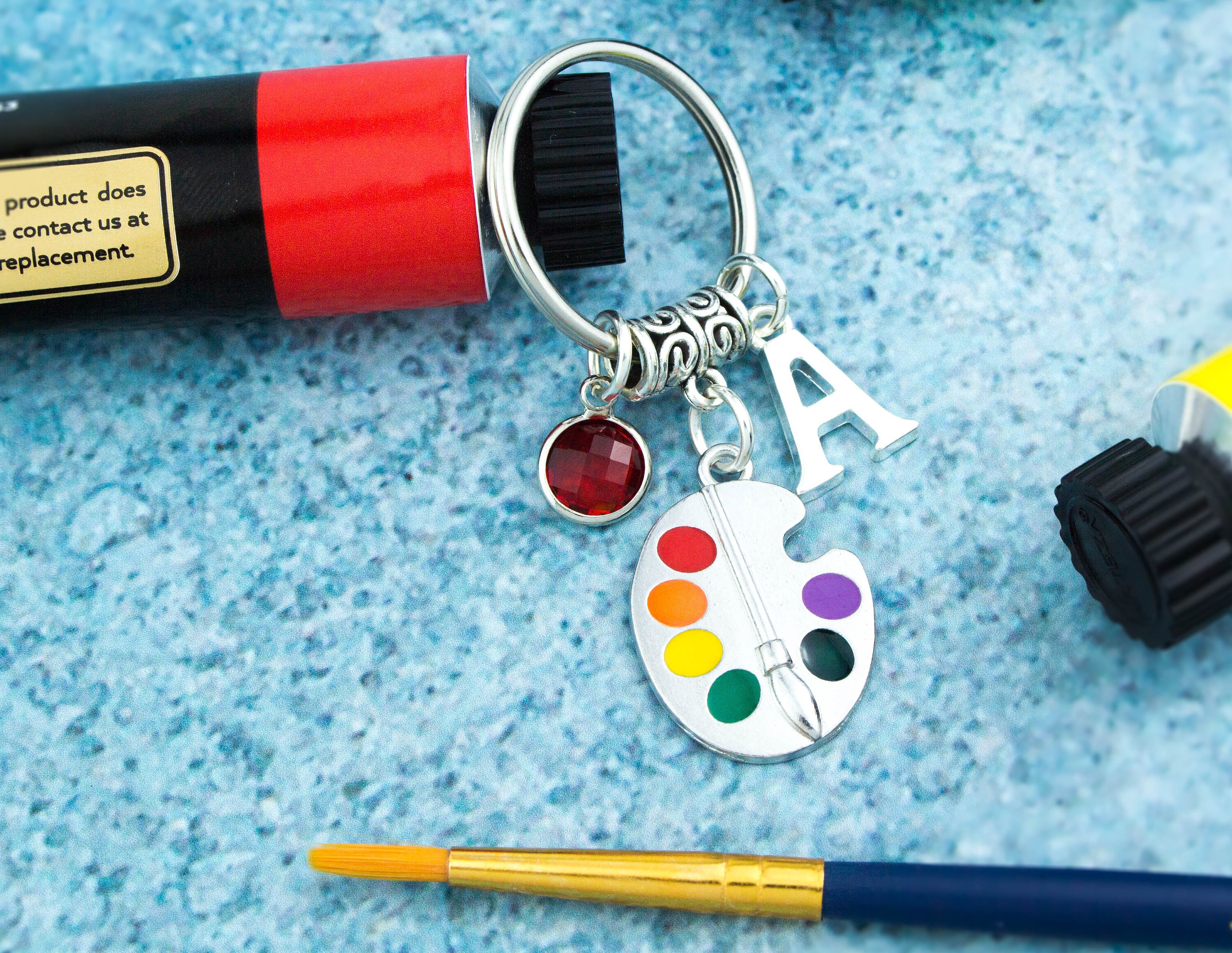 Paint Palette Keyring Personalised Gift Artist Keychain Art Etsy UK