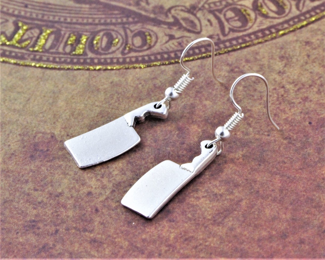 Meat Cleaver Earrings, Butcher's Knife Jewelry, Gothic Gifts, Cult
