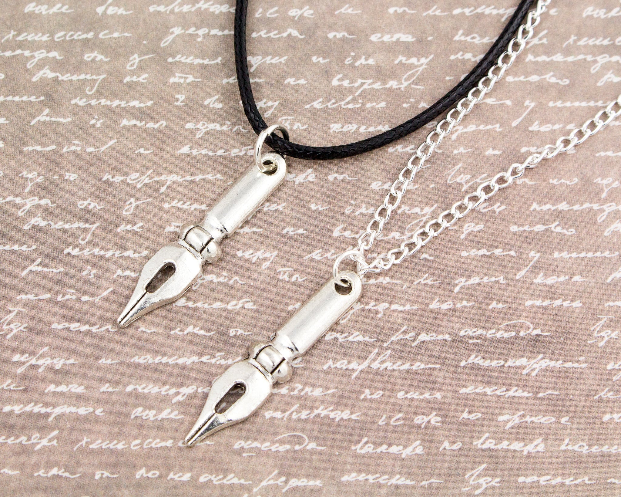 Fountain Pen Necklace Silver Chain or Cord Ink Pen Jewellery