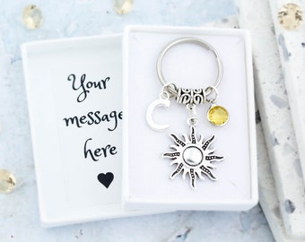 Sun Keyring, Personalised Gift, Sunshine Keychain, Happy Gift, Sun Gifts, Just Because Gift, Feel Better Gifts, Sunshine Accessories, Cheer
