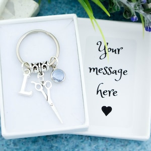 Scissors Keyring, Personalised Gift, Hairdresser Keychain, Wedding Hair Stylist Thank You Gift, Hairdressing Bag Charm, Trainee Student Gift