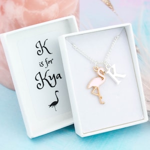Flamingo Necklace, Personalised Gift, Children&#39;s Jewellery, Kid&#39;s Animal Necklace, Pink Flamingo Gift, Cute Animals, Gifts For Little Girls