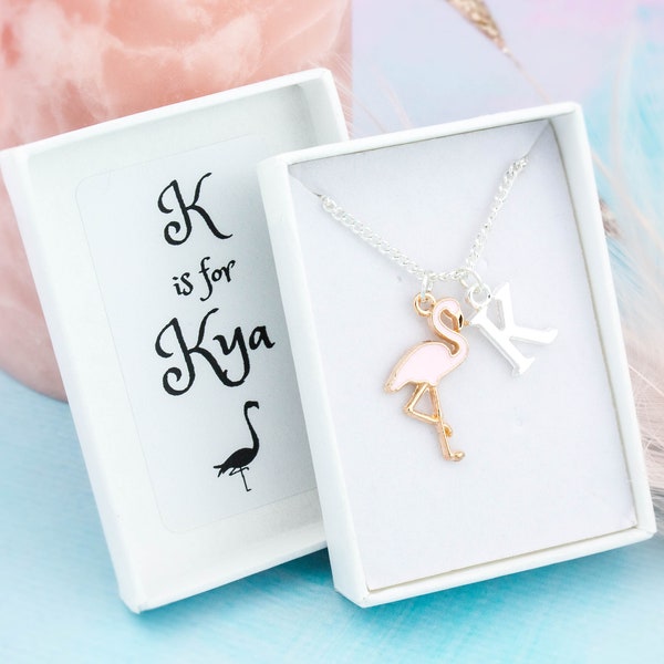 Flamingo Necklace, Personalised Gift, Children's Jewellery, Kid's Animal Necklace, Pink Flamingo Gift, Cute Animals, Gifts For Little Girls