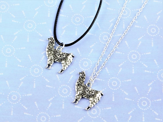Llama Necklace Silver Chain or Cord Alpaca Jewellery Large
