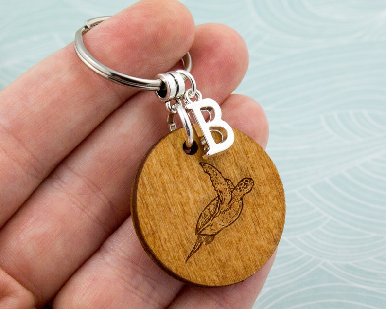 Diver Tortoise Gifts Ocean Gifts Turtle Keychain Personalised Gifts Wooden Keychain Sea Turtle Keyring Turtle Charm Gifts For Him