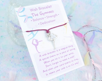 Gymnastics Wish Bracelet, A Wish For Balance, Strength And Dedication, Gymnastics Competition Team Matching Gifts, Gymnast Charm