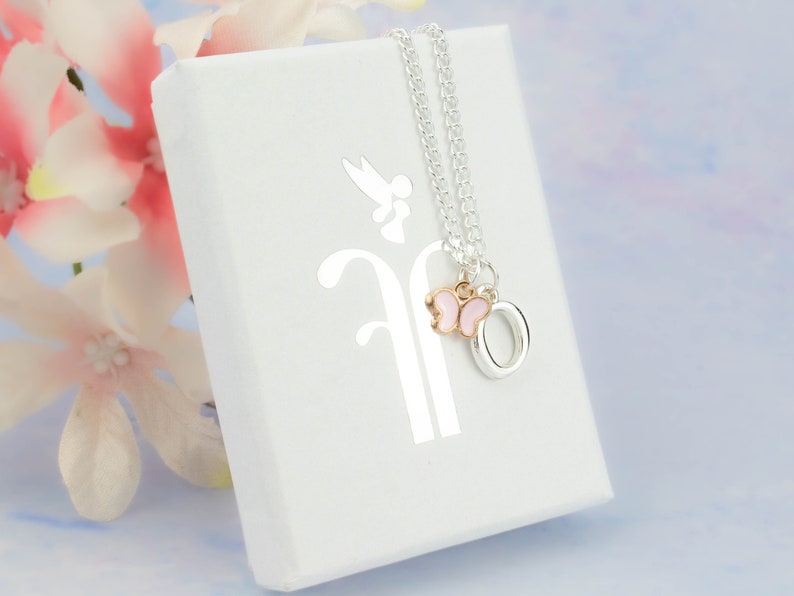 Butterfly Necklace, Personalised Gift, Little Girl's Necklace, Children's Jewellery, Initial Charm Necklace, Colourful Butterfly For Kids image 2