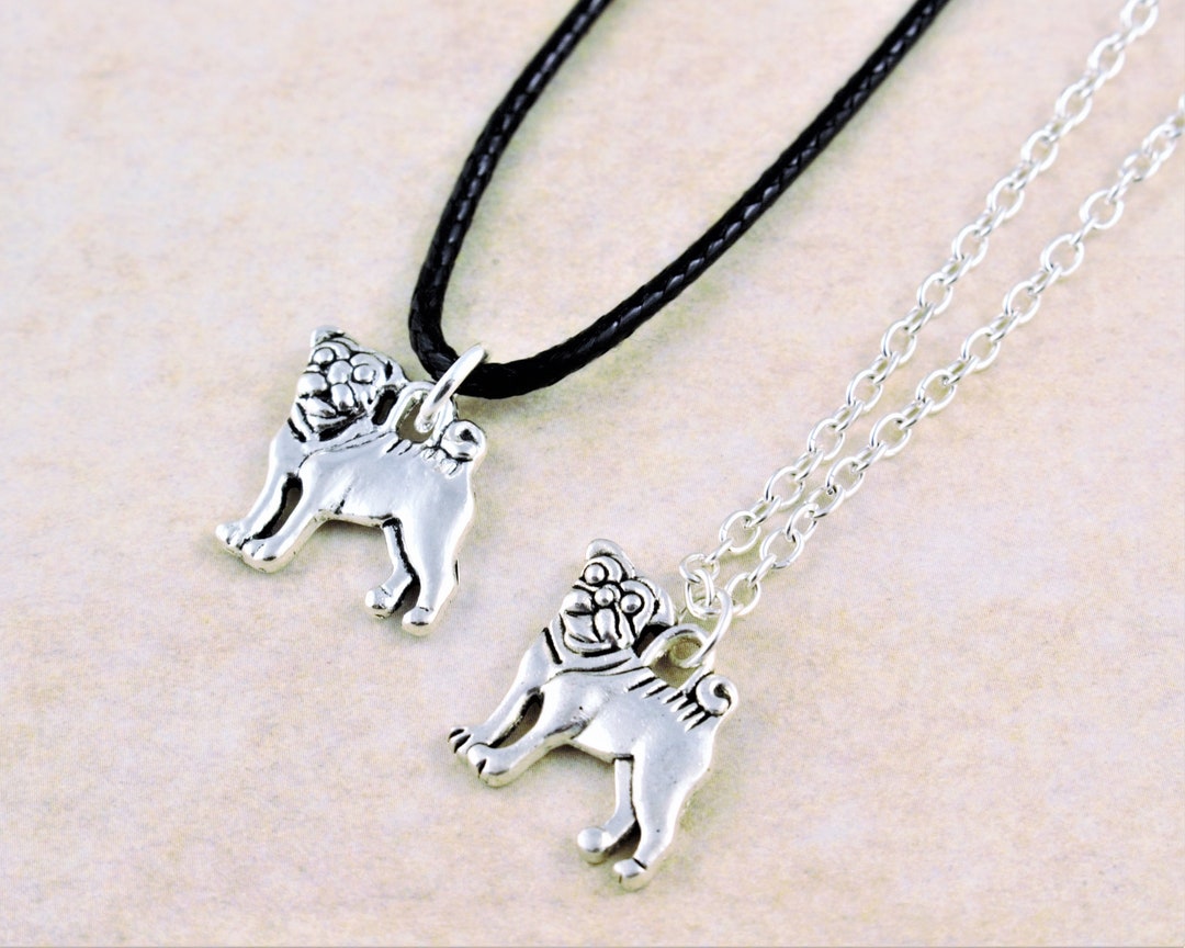 Pug Necklace Dog Jewellery Silver Pug Charm Pug Owner Gift Etsy UK