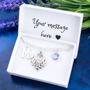 Thistle Bracelet, Personalised Gift, Scottish Jewellery, Celtic Bracelet, Scottish Thistle, Gaelic Gifts, Scotland Gift, Gift For Grandma