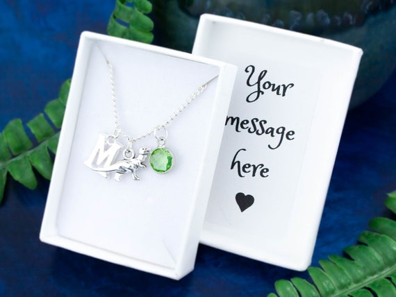 Dinosaur Necklace Personalised Gift Raptor Charm T Rex Jewelry