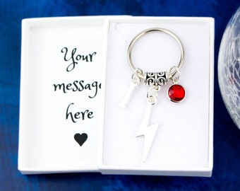 Lightning Bolt Keyring, Personalised Gift, Thunderbolt Keychain, Geeky Gifts, Storm Charm, Fandom Accessories, Mythology and Fantasy Gifts