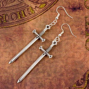 Sword Earrings, Gothic Earrings, Sword Jewellery, Goth Earrings, Dark Academia Earrings, Witchy Jewellery, Large Oversized Statement Sword