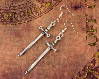 Sword Earrings, Gothic Earrings, Sword Jewellery, Goth Earrings, Dark Academia Earrings, Witchy Jewellery, Large Oversized Statement Sword