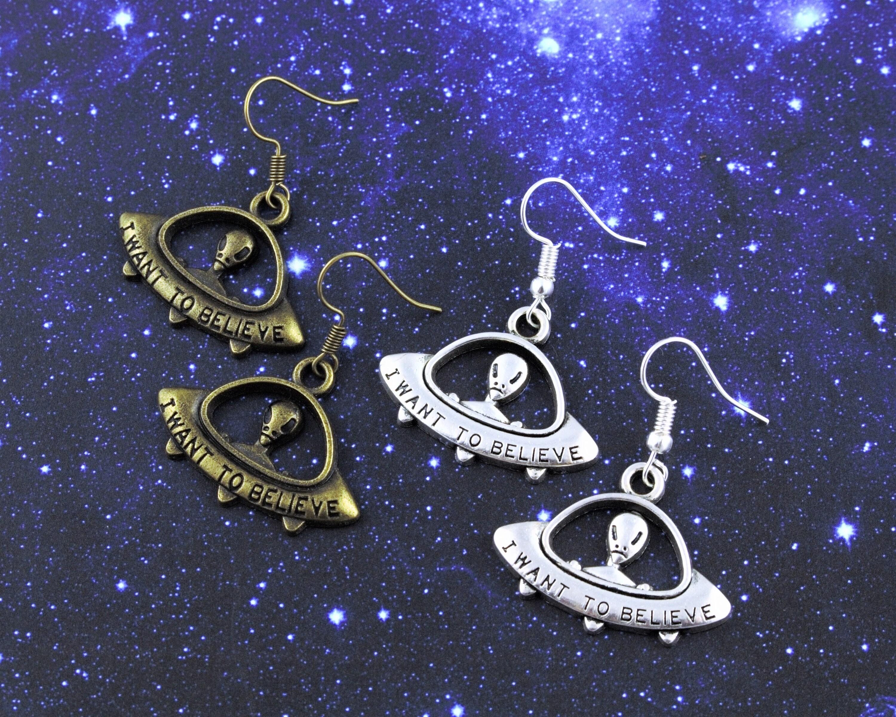 Alien Earrings UFO Earrings Spaceship Earrings Flying Etsy