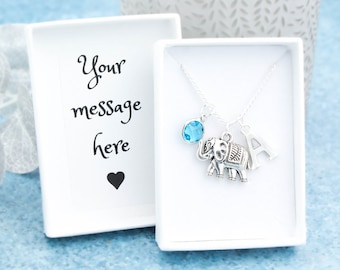 Elephant Necklace, Personalised Gift, Elephant Gifts for Her, Cute Animal Jewellery, Good Luck Necklace, Wildlife Jewelry, Symbolic Gifts