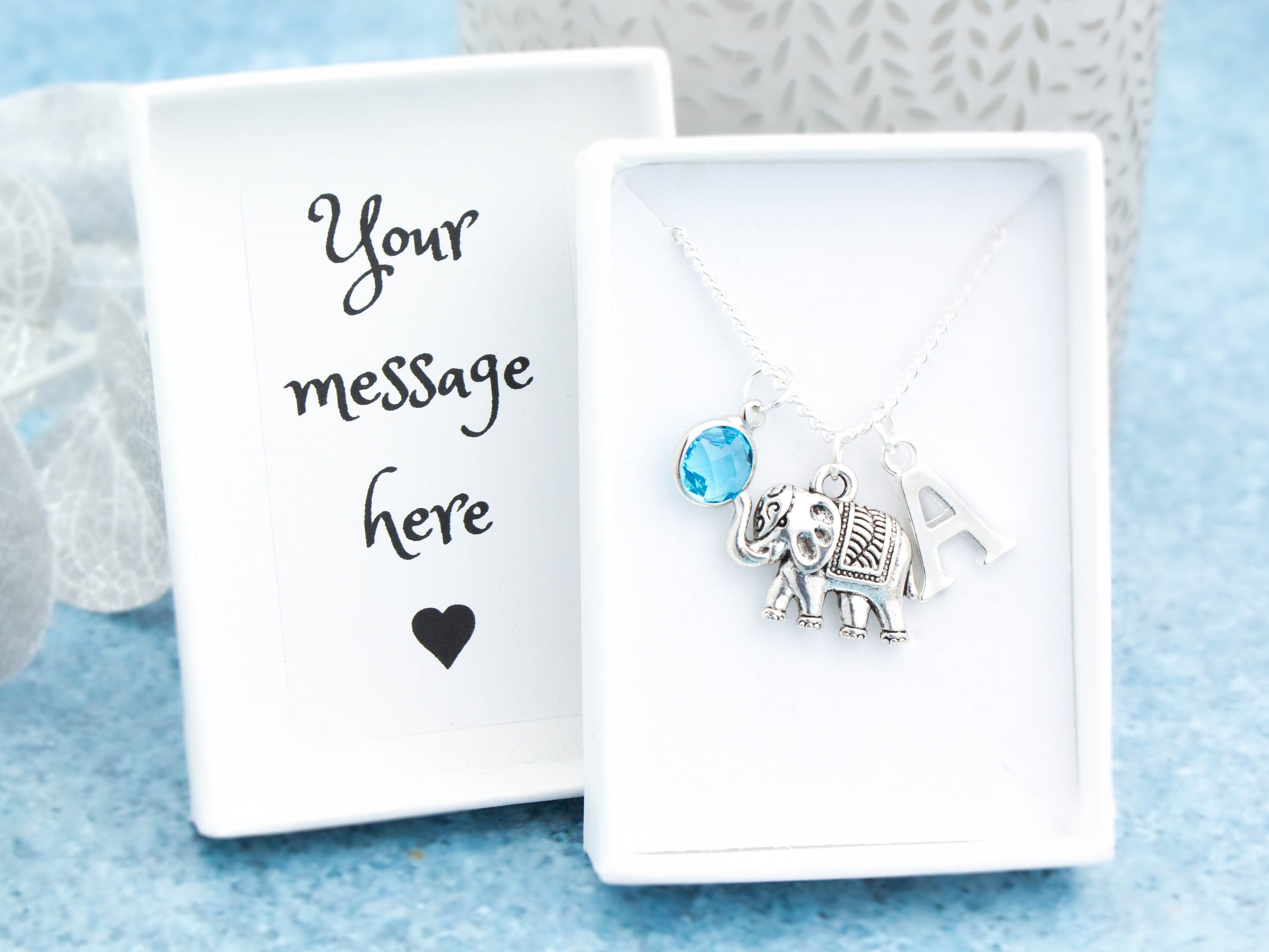 Cute Animal Gifts Personalised Jewellery Zoo Elephant Necklace Lucky Charm 