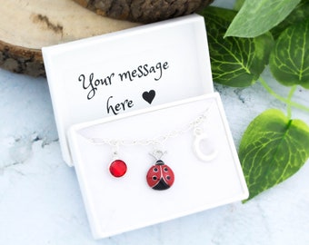 Ladybird Bracelet, Ladybug Jewellery, Personalised Bug Gifts, Cute Charm Bracelet For Little Girls, Initial And Birthstone, Good Luck Gifts