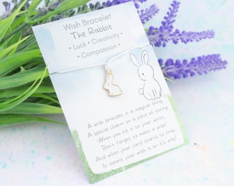 Rabbit Wish Bracelet, A Wish For Luck, Creativity And Compassion, Gifts For Pet Owners, Make A Wish Tie On Cord Bracelet, Easter Bunny Gift