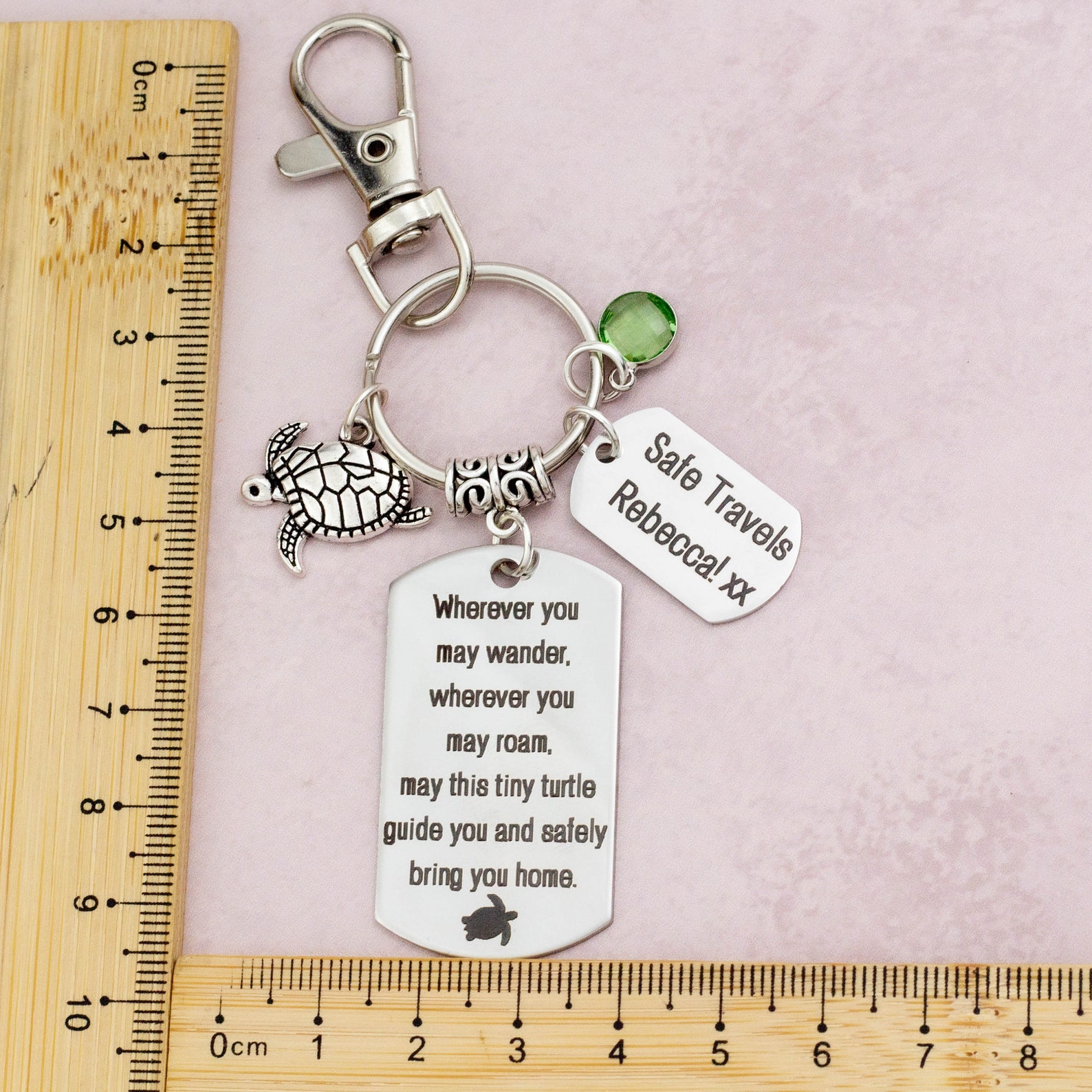Personalised Travel Turtle Keychain, Travelling Turtle Bag Charm ...