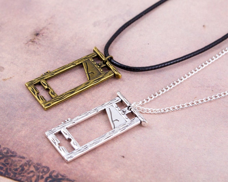 Guillotine Necklace, Gothic Necklace, Historical Jewellery, History Lover Gift, History Teacher, Medieval Jewelry, Goth Jewellery, Beheading image 1