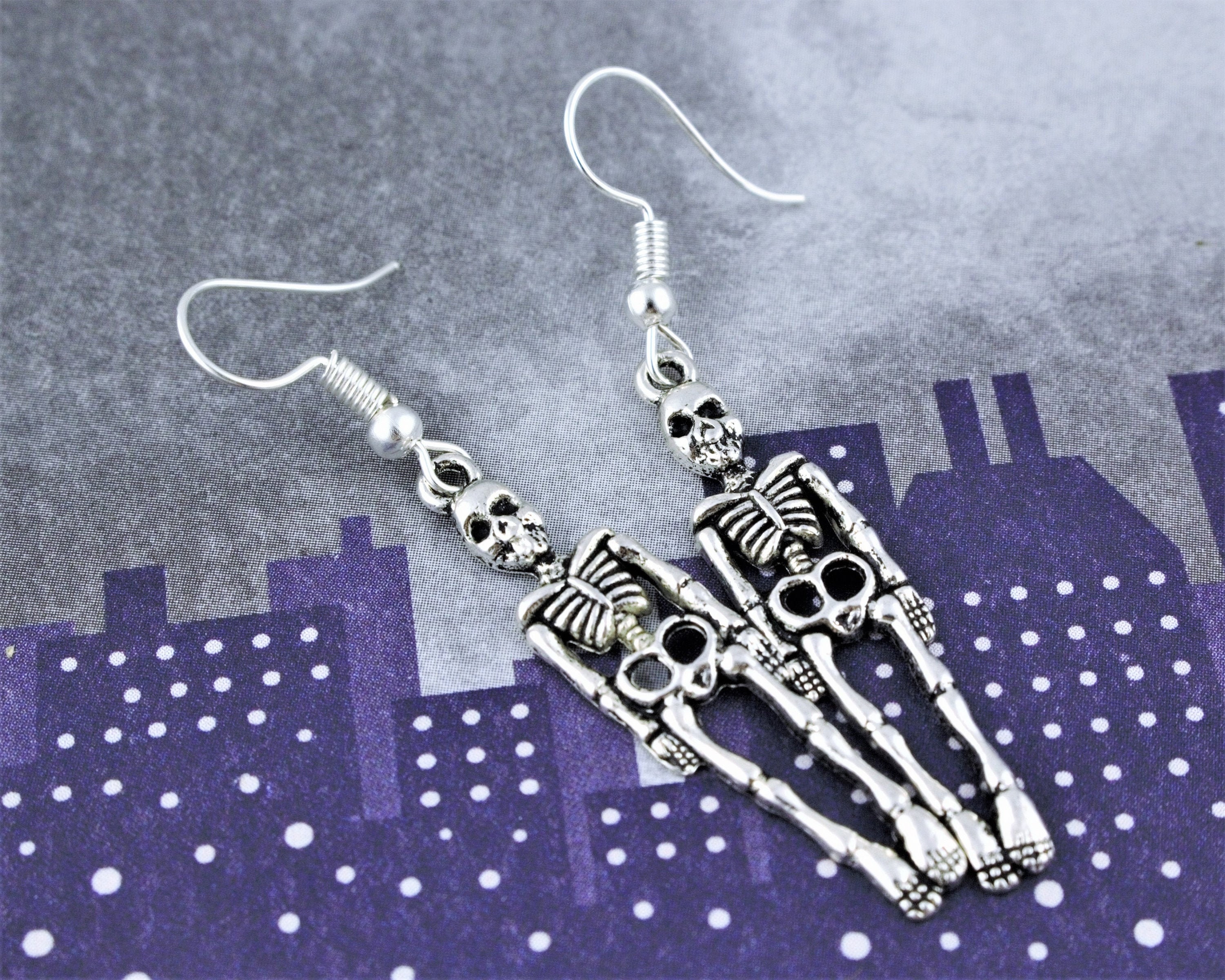 Scary Studs Halloween Earrings Skeleton Earrings Sterling Silver Skeleton Studs Fancy Dress Earrings Gifts for Teens Sieraden Oorbellen Oorknopjes 