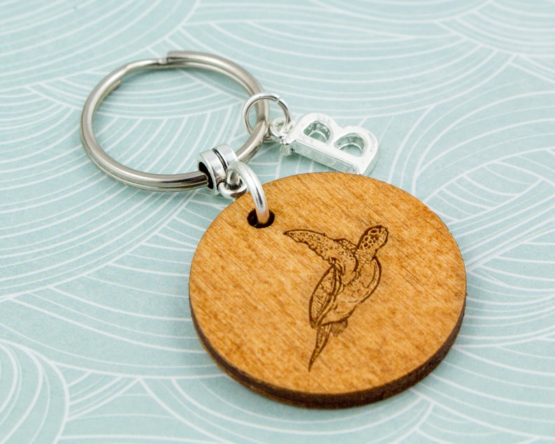 Diver Tortoise Gifts Ocean Gifts Turtle Keychain Personalised Gifts Wooden Keychain Sea Turtle Keyring Turtle Charm Gifts For Him