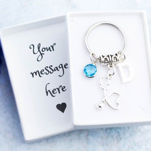 Stethoscope Keyring, Personalised Gift, Nurse Keychain, Silver Charm, Doctor Key Chain, Medical Student Gift, Trainee Nurse, Med Graduate