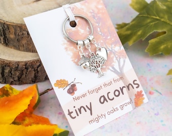 From Tiny Acorns Mighty Oaks Grow, Gifts For Teachers, Encouragement Gifts, Oak Tree Keyring, Acorn Charm, Personal Development Gift