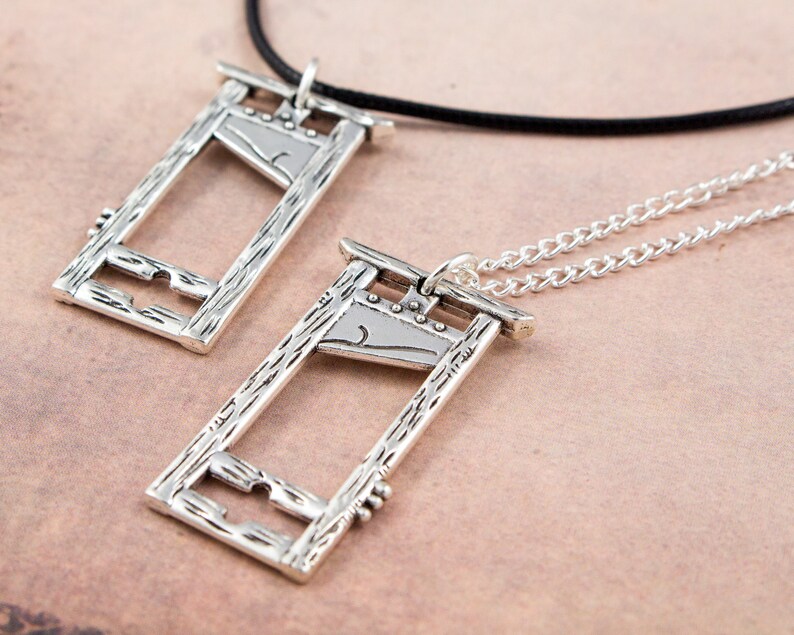 Guillotine Necklace, Gothic Necklace, Historical Jewellery, History Lover Gift, History Teacher, Medieval Jewelry, Goth Jewellery, Beheading image 4