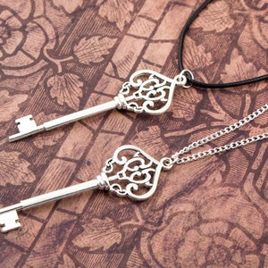 Large Key Necklace, Dark Academia Jewellery, Steampunk Necklace, Gothic Jewellery, Ornate Key Charm, Silver Chain Or Black Cord, Alternative