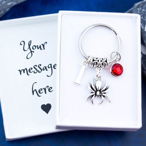 Spider Keyring, Personalised Gift, Horror Keychain, Spooky Charm, Tarantula Gift, Gothic Accessories, Dark Academia Gifts, Spider Pet Gifts
