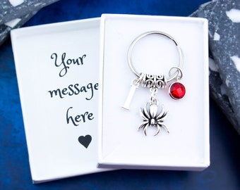 Spider Keyring, Gothic Tarantula Charm, Personalized Gift