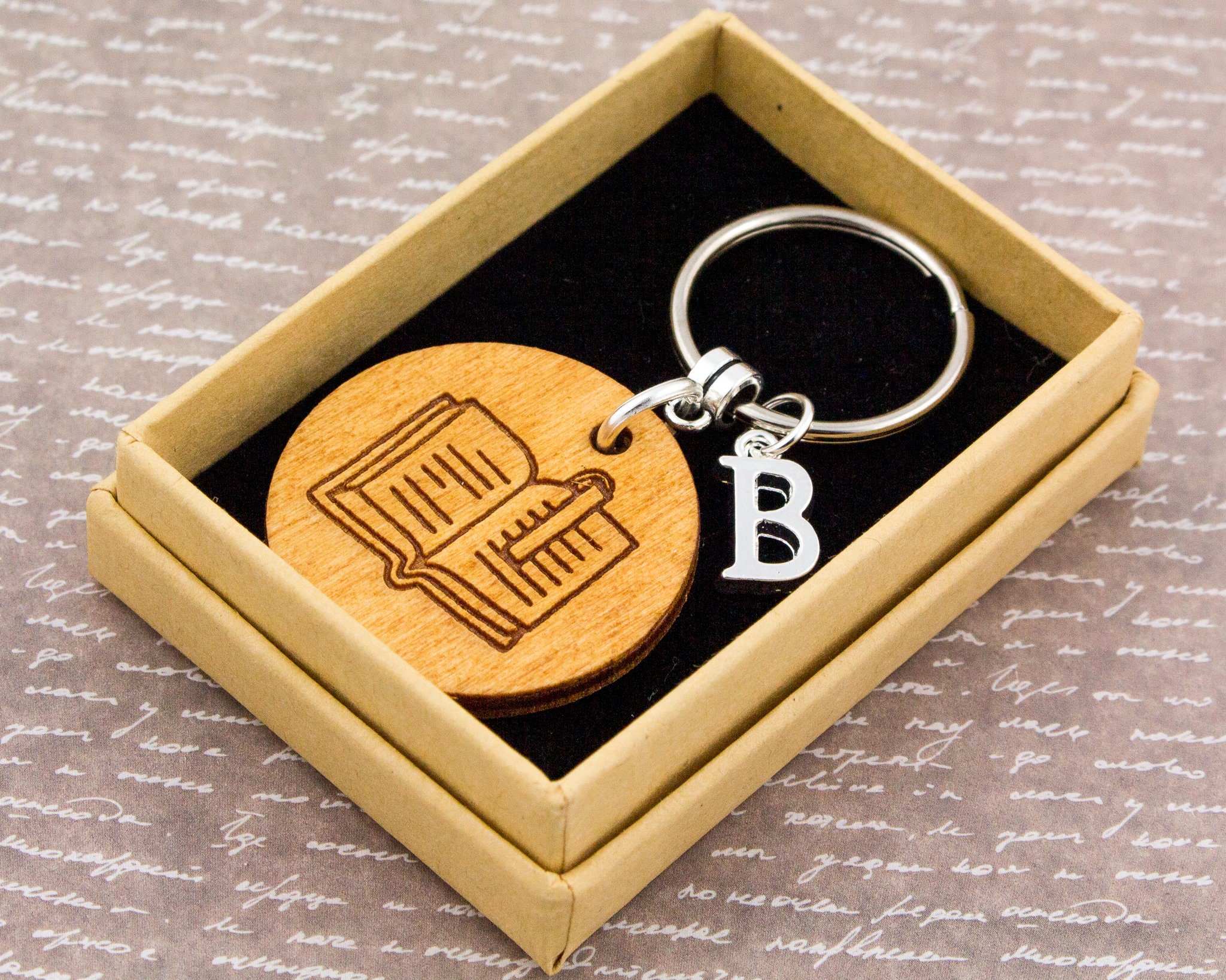 Book Keyring Reading Gifts Wooden Keychain Personalised Etsy