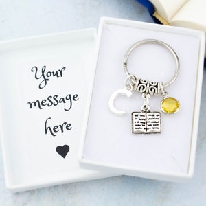 Book Keychain, Personalised Gift, Bookish Gift, Book Lover Gifts, Reading Gifts, Light Academia, Teacher Bag Charm, Thank You Teacher Gifts