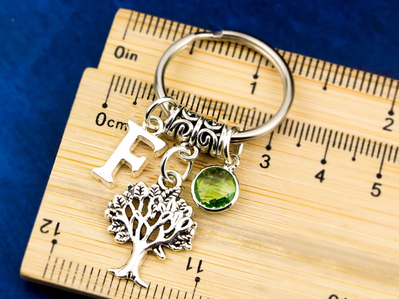 Tree Keyring, Personalised Gift, Nature Keychain, Silver Charm, Spiritual Gift, Woodland Accessory, Little Gift, Nature Lover image 3