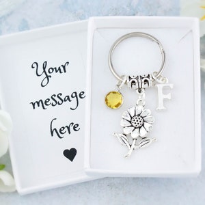 Flower Keyring, Personalised Gift, Flower Girl Keychain, Cute Nature Lover Gift, Daisy Accessories, Sunflower Bag Charm, Thank You Gifts