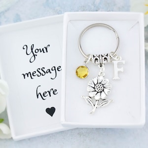 Flower Keyring, Personalised Gift, Flower Girl Keychain, Cute Nature Lover Gift, Daisy Accessories, Sunflower Bag Charm, Thank You Gifts