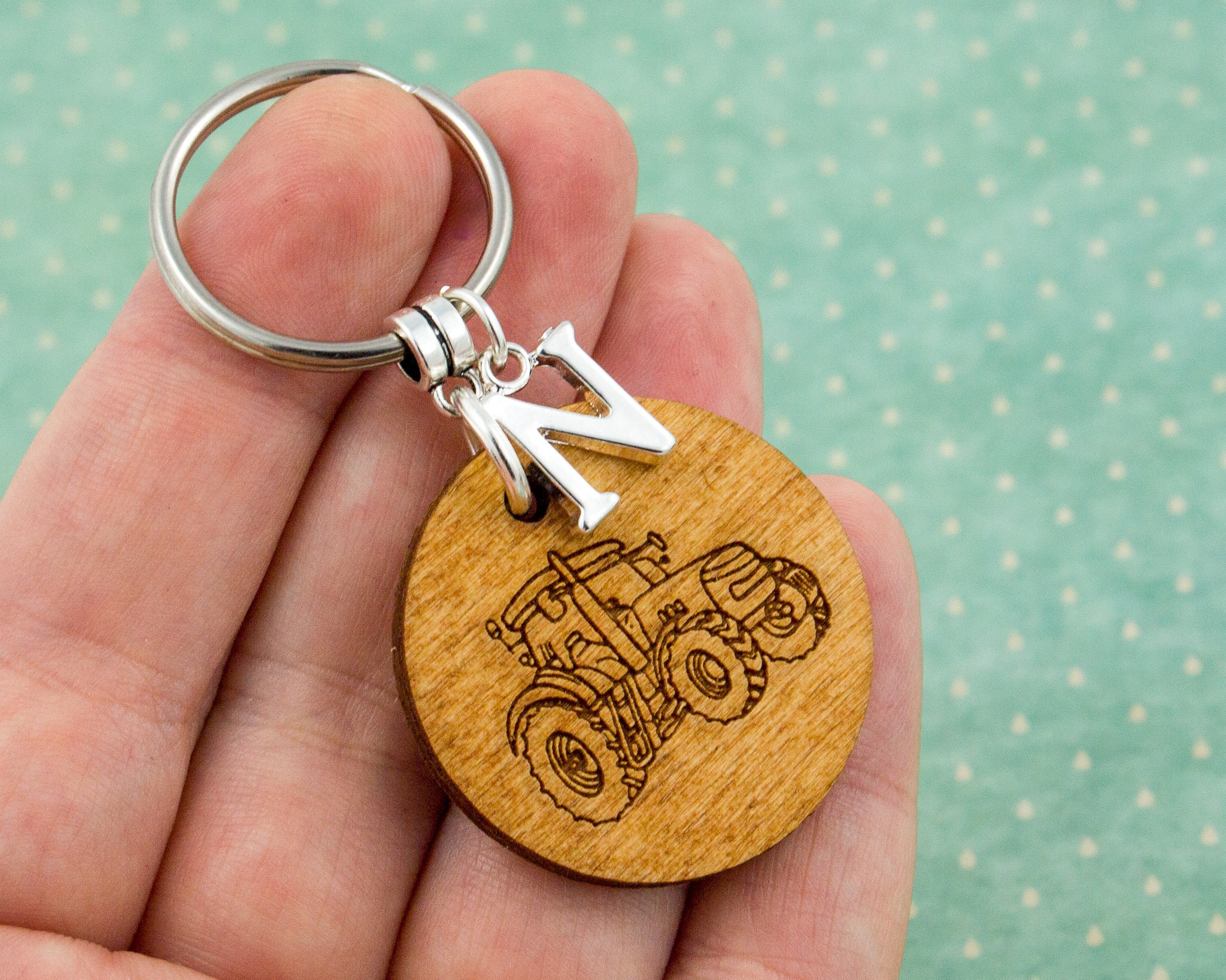 Tractor Keychain Farm Keyring Wooden Keychain Personalised Etsy