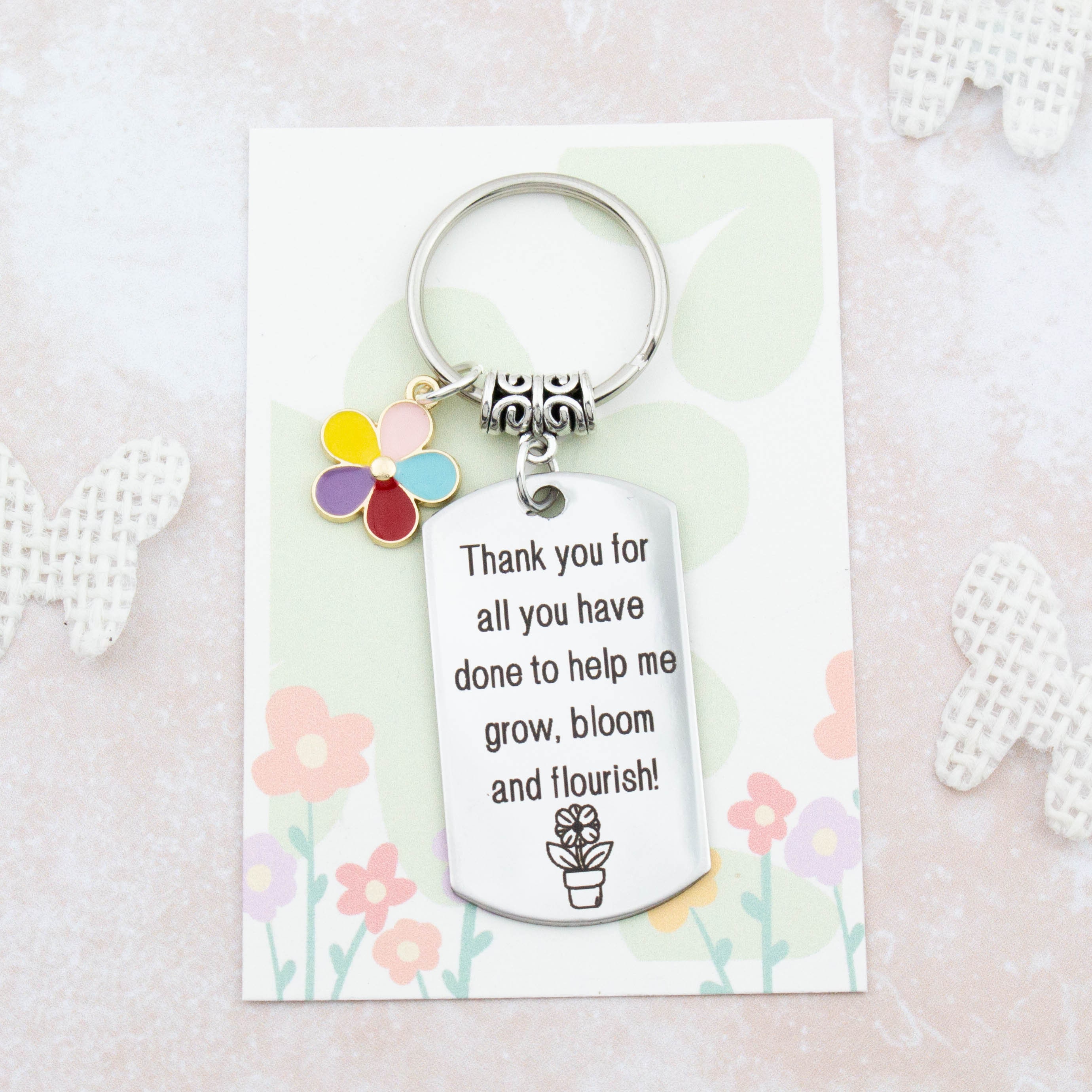 MADHAHEFU Lehrer Schlüsselanhänger – Dankeschön-Geschenk Mit Gravur „Thank You For Helping Me Grow & Learn“